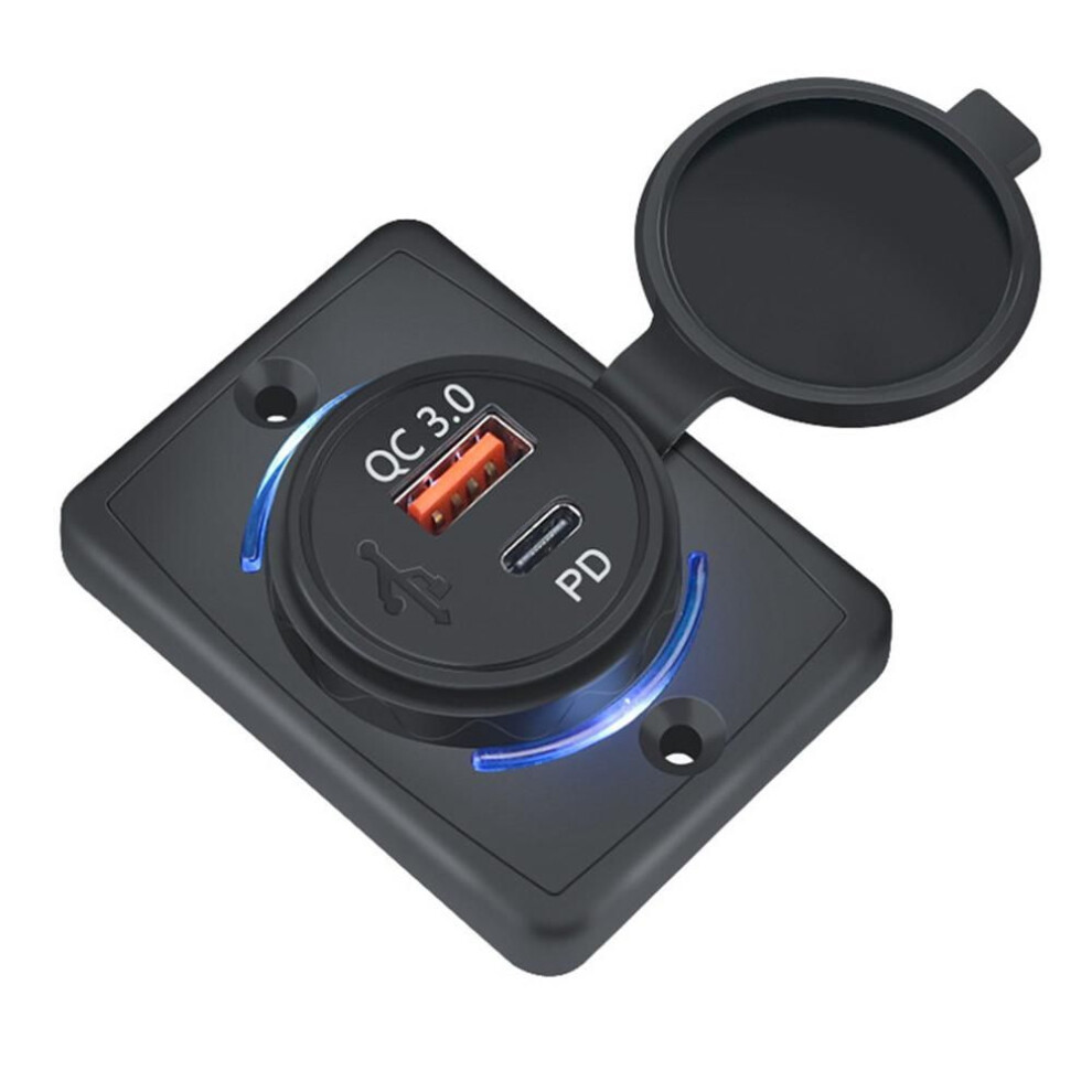 QC3.0+18W USB Car Socket Charger Quick Charge QC 3.0 3.1A PD Charging Mobile Phone Adapter Panel for Auto Boat Bus RV Motorcycles