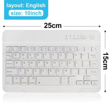 (white, 10 inch) Bluetooth Wireless Keyboard Mini Keyboard For Ipad Phone Tablet Rubber Keycaps Rechargeable Gaming Keyboard For Android Ios Windows