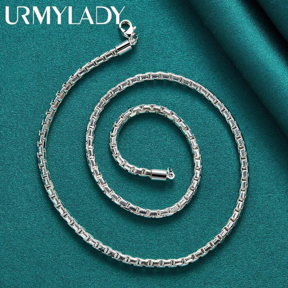 (45cm) 925 Sterling Silver 4mm Joint Chain 18 Inch Charm Necklace For Man Women Wedding Fashion Party Gift Jewelry