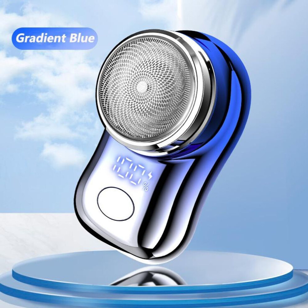 (blue, Upgraded Cutterhead) Portable Electric Shaver Led Battery Display Usb Rechargeable Waterproof Mini Travel Pocket Men Rotary Razor Cordless Hair Beard Trimmer Remover Tool