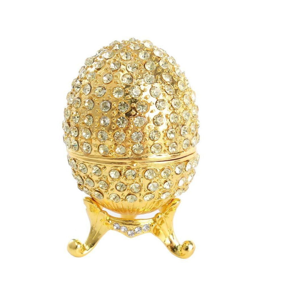 (yellow) Egg Box Jewelry Trinket Container Enameled Faberge Organizer Vintage Ornament Easter Gift Enamel Collection Holder