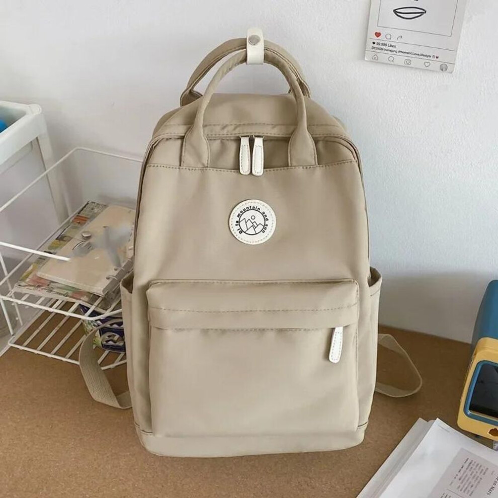(khaki) Cute Waterproof Nylon Women Backpack Female Lovely Travel Bag Teenage Girls High Quality School Backpack Lady&apos;s Laptop Book Bag
