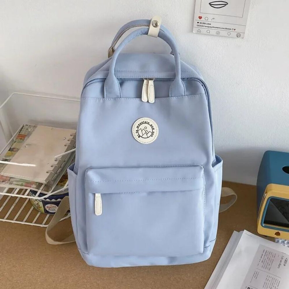 (blue) Cute Waterproof Nylon Women Backpack Female Lovely Travel Bag Teenage Girls High Quality School Backpack Lady&apos;s Laptop Book Bag