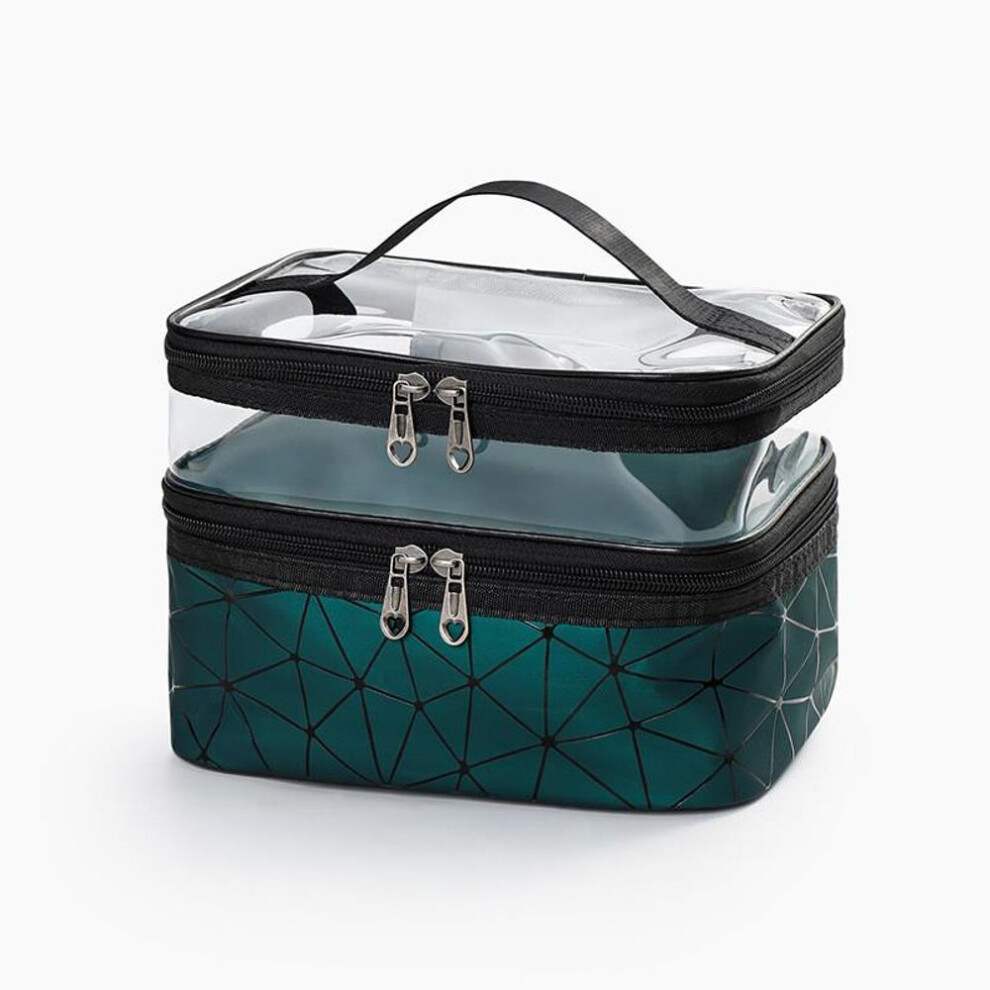 (as the picture) Double-layer Cosmetic Storage Bag Large Capacity PVC PU Cosmetic Organizer Bag Waterproof for Female Portable Travel