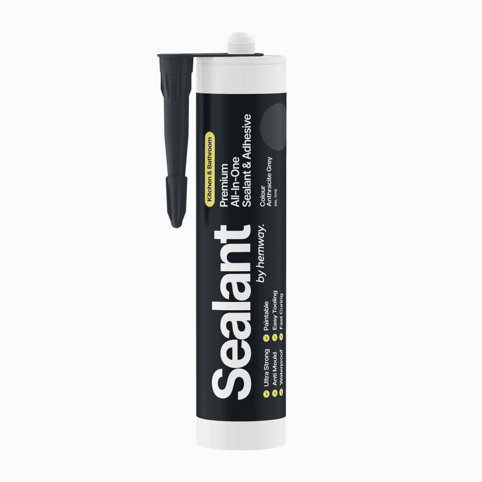 (Anthracite Grey, Single) Hemway Kitchen & Bathroom All-In-One Hybrid Polymer Sealant & Adhesive