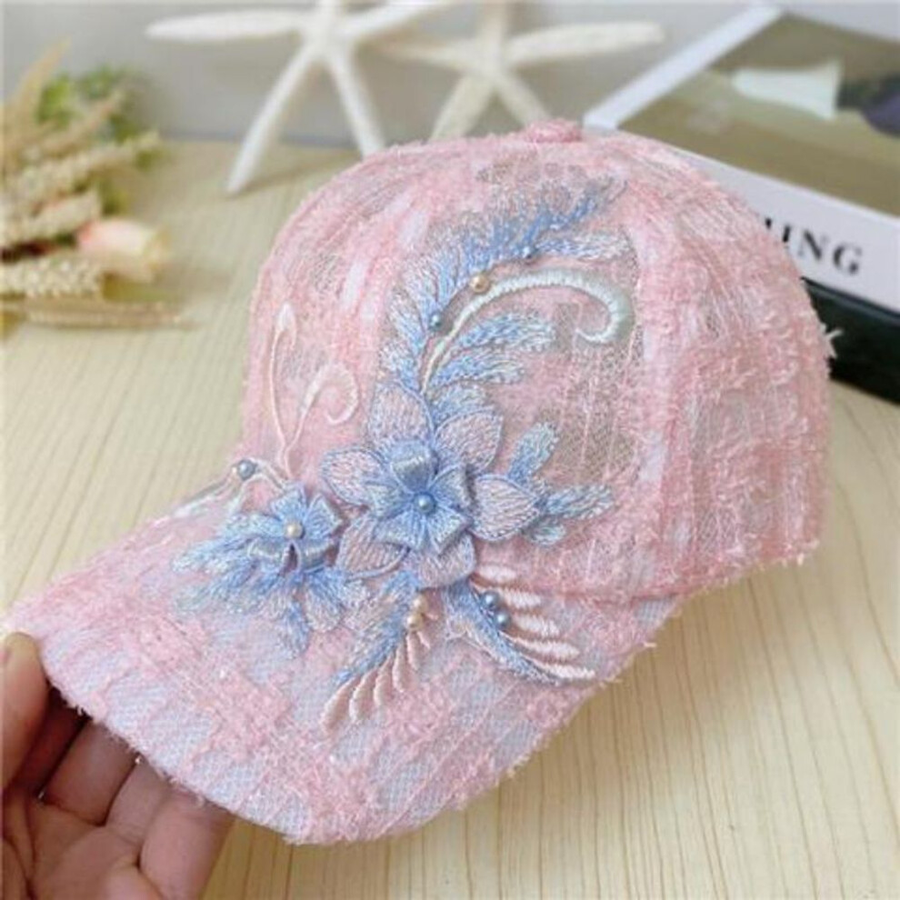 (pink) Lace Hat Unisex Embroidered Cap