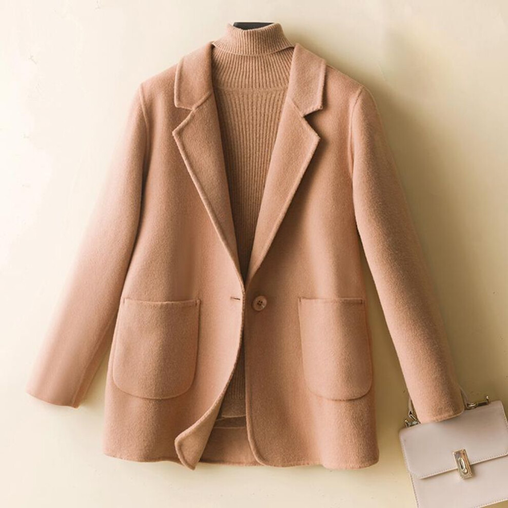 (camel, XL) 100% Wool Jacket Modern New Saga Women Autumn Wool Coat Blazer Winter Warm Woolen Jackets Female