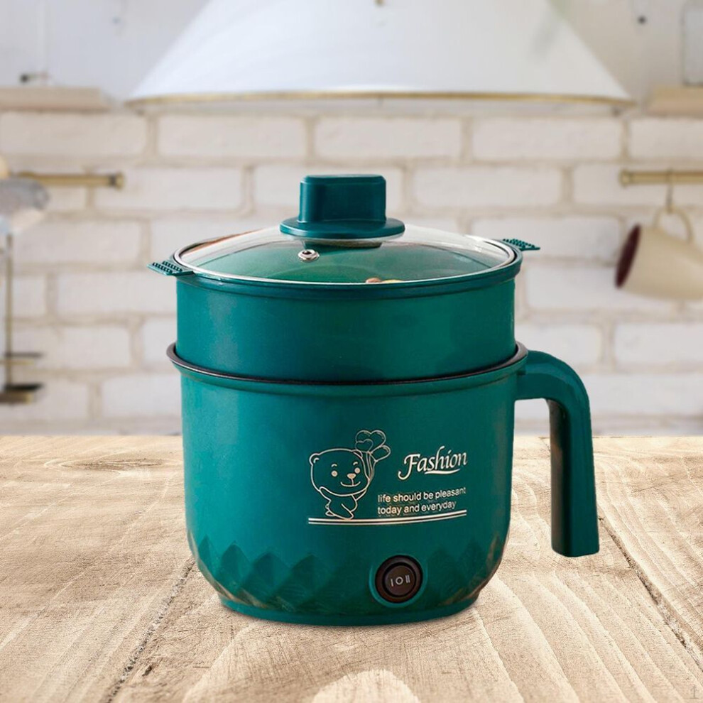 (as the picture, with steamer) Electric Cooker 1.8l Cooking Pot Machine Multifunctional Soup Steamer Heating Pan For Noodles