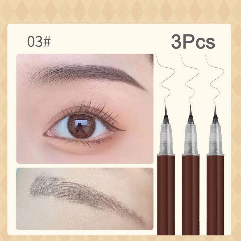 (grey, 3PCS) Ultra-fine Eyebrow Pencil Outline Shadow Lying Silkworm Eyeliner Waterproof Non-smudge Lasting Colorfast Liquid Eyebrow Pencil