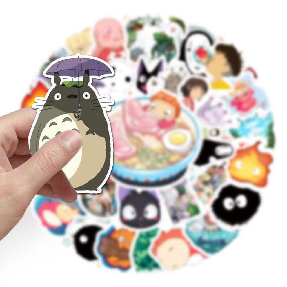 50Pcs Japanese Anime Ghibli Hayao Miyazaki Totoro Spirited Away Stickers Princess Mononoke KiKi Student Stationery Sticker Decal