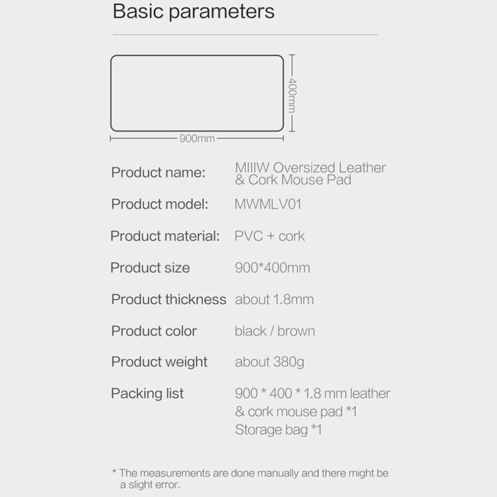 (tan) Xiaomi Miiiw Oversized Leather Cork Mouse Pad Double-sided Waterproof Soft Durable 900*400mm Desk Mat