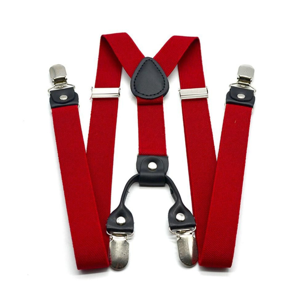 (red) Adjustable Suspenders Straps Braces Thickening Heavy Duty Wide Trouser