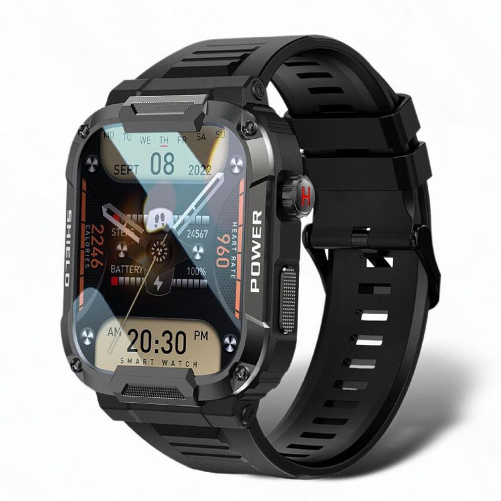 (black, Silica gel) 2024 Rugged Military Smart Watch Men For Xiaomi Android Ios Ftiness Watches Ip68 Waterproof 1.85&apos;&apos; Bluetooth Call Smartwatch