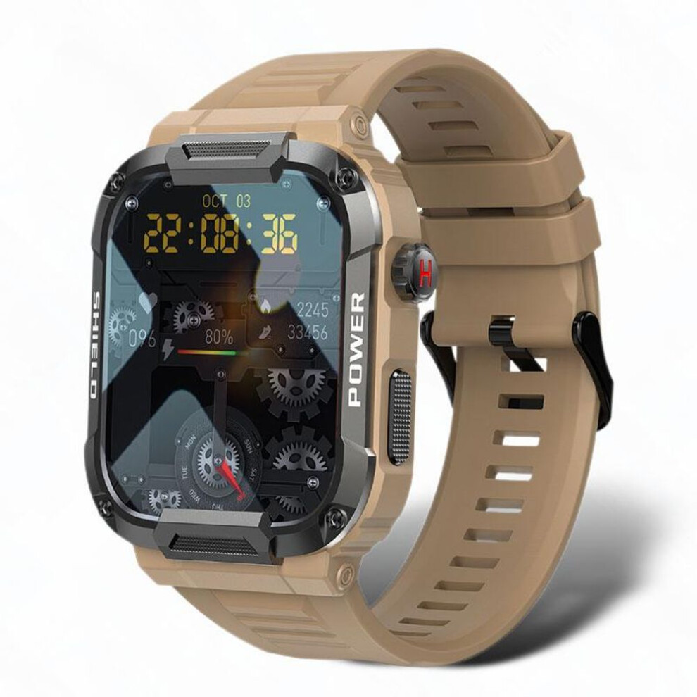 (yellow, Silica gel) 2024 Rugged Military Smart Watch Men For Xiaomi Android Ios Ftiness Watches Ip68 Waterproof 1.85&apos;&apos; Bluetooth Call Smartwatch