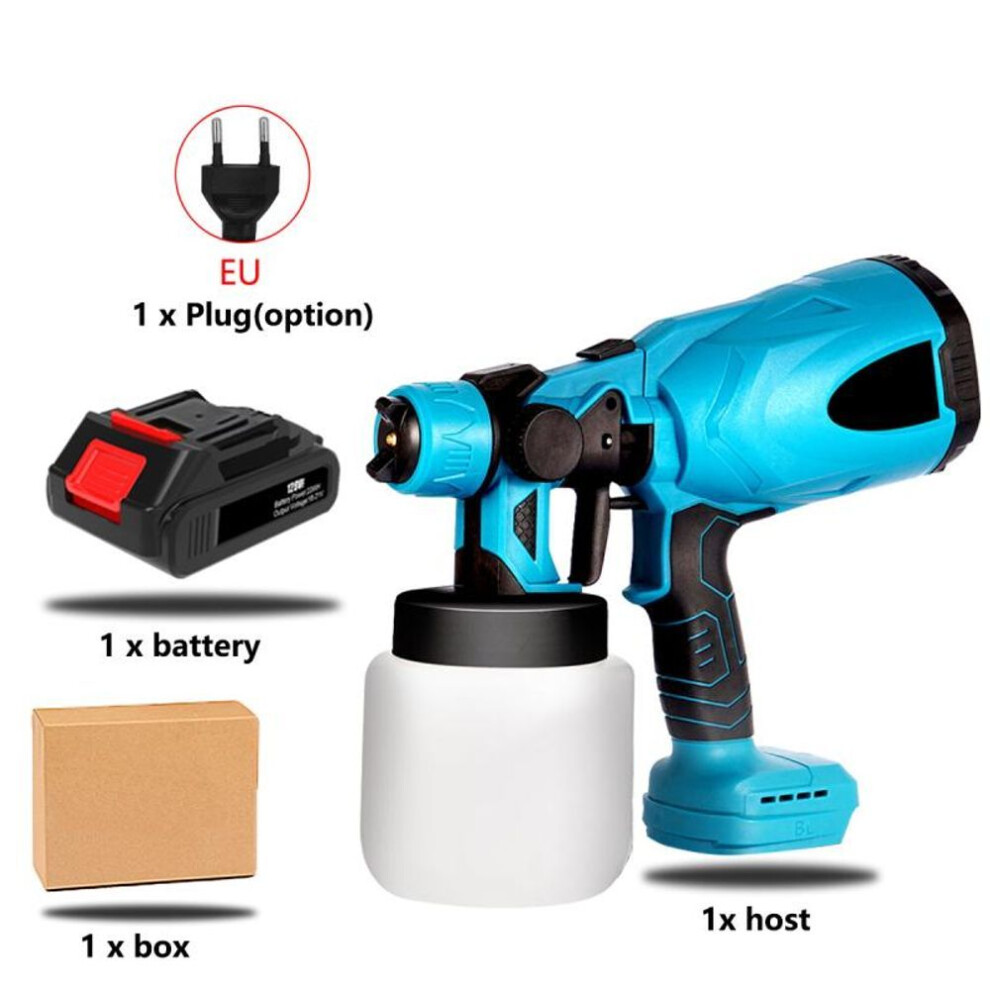(as the picture, EU plug) 1000ml Electric Spray Gun High Power Cordless Paint Sprayer Hvlp Auto Furniture Steel Coating Airbrush For Makita 18v Battery