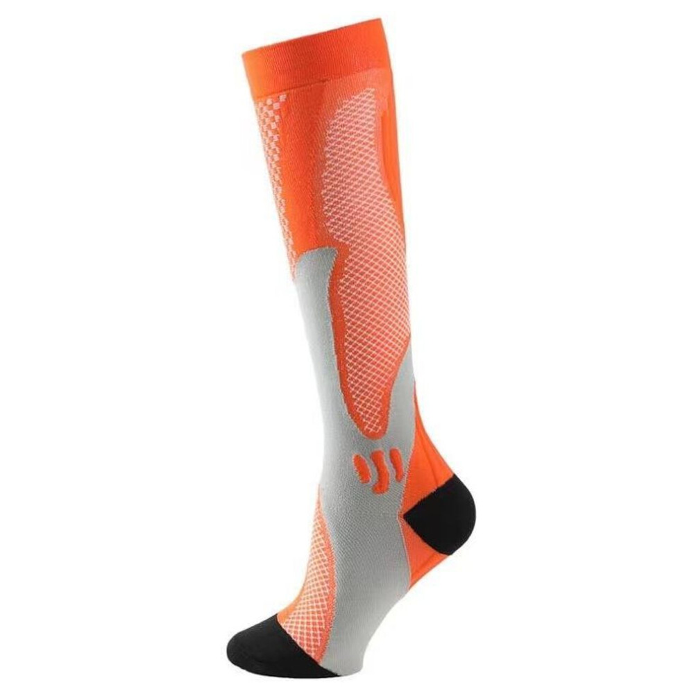 (orange, EU (40-46)) Running Men Women Compression Socks For Football Anti Fatigue Pain Relief 20-30 Mmhg Black Compression Socks Fit For Sport Socks