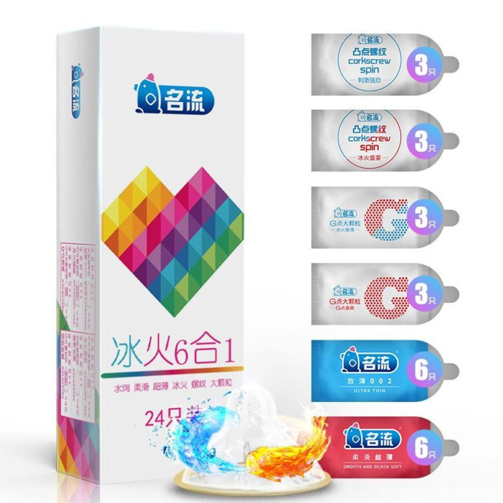 24 Pcs 6 Types Six In Sex Ultra Thin Condoms Pleasure For Her Natural Latex Rubber Condoms For Men