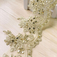 1Yard Lace Embroidery Fabric Sequin Triming For Dance Clothes DIY Materail 13CM Wide
