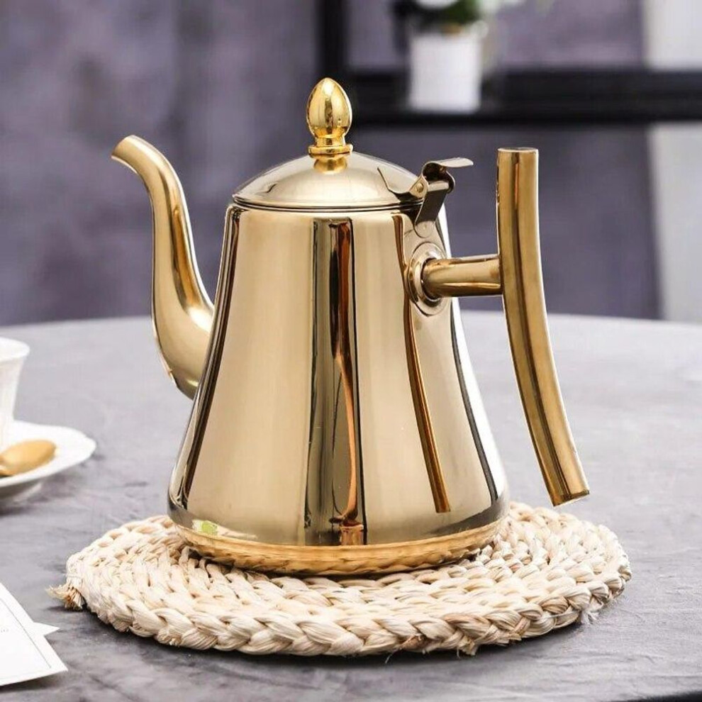 (gold, 2L) 1pc Stainless Steel Tea Kettle Home Hotel Water Heater Coffee Pot Induction Filter Teapot