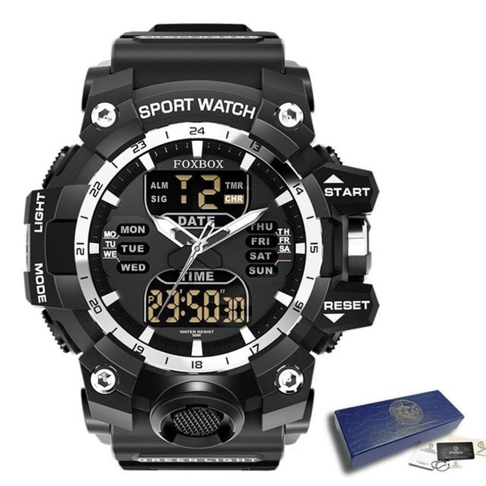 (black) Lige New Men Watch Dual Display Led Digital Watch For Men Waterproof Chronograph Quartz Military Sport Electronic Wristwatch