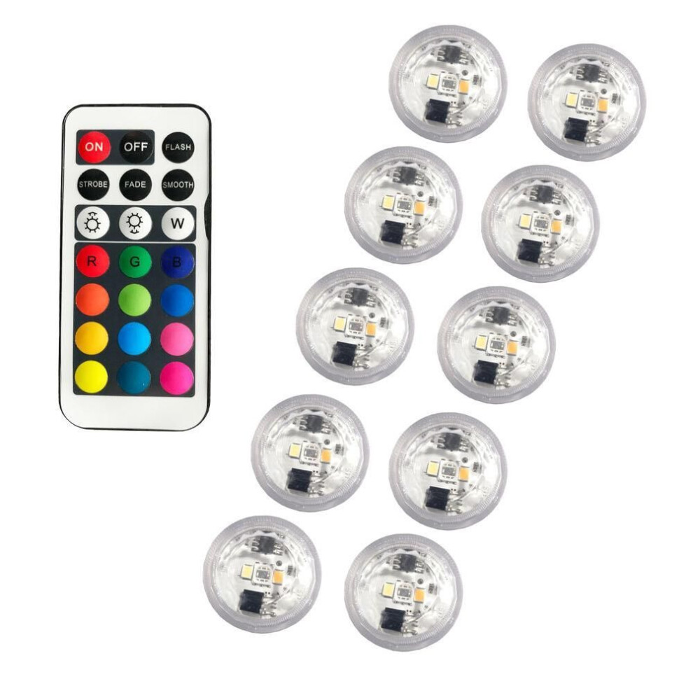 Mini Submersible Led Lights With Remote For Vases, Fish Tanks, Hot Tubs, Parties