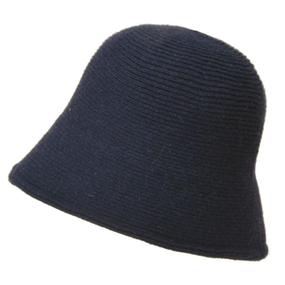 (navy blue) Cmw Women Wool Bucket Hat Drawstring Fisherman Vintage Knitted Basin