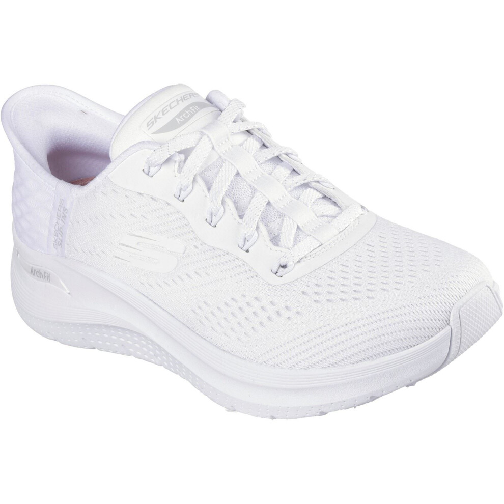 (White, 6 (Adults')) Skechers Arch Fit 2.0 - Easy Chic Textile Women's White Trainers