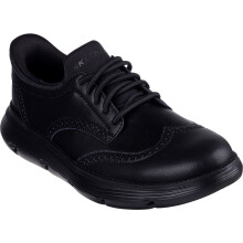 (Black, 12 (Adults')) Skechers Garza Sully Leather Men's Black Lace-Up Shoes