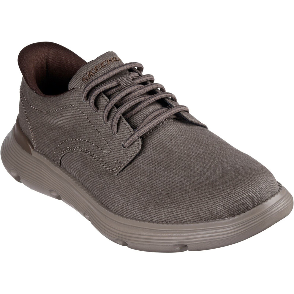 Skechers (Brown, 12 (Adults')) Garza Clive Cotton Men's Dark Taupe Lace-Up Shoes