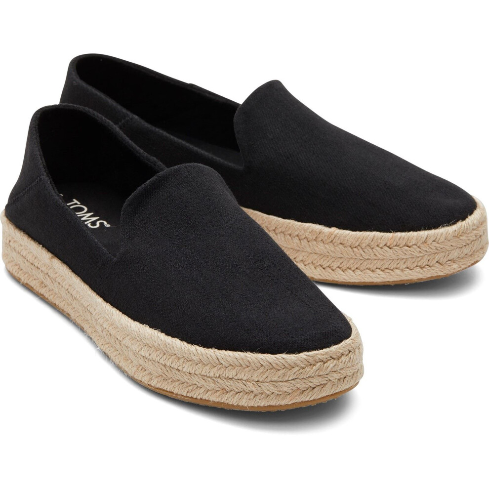 (Black, 7 (Adults')) TOMS Carolina 100% Cotton Women's Black Espadrilles