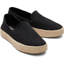 (Black, 4 (Adults')) TOMS Carolina 100% Cotton Women's Black Espadrilles