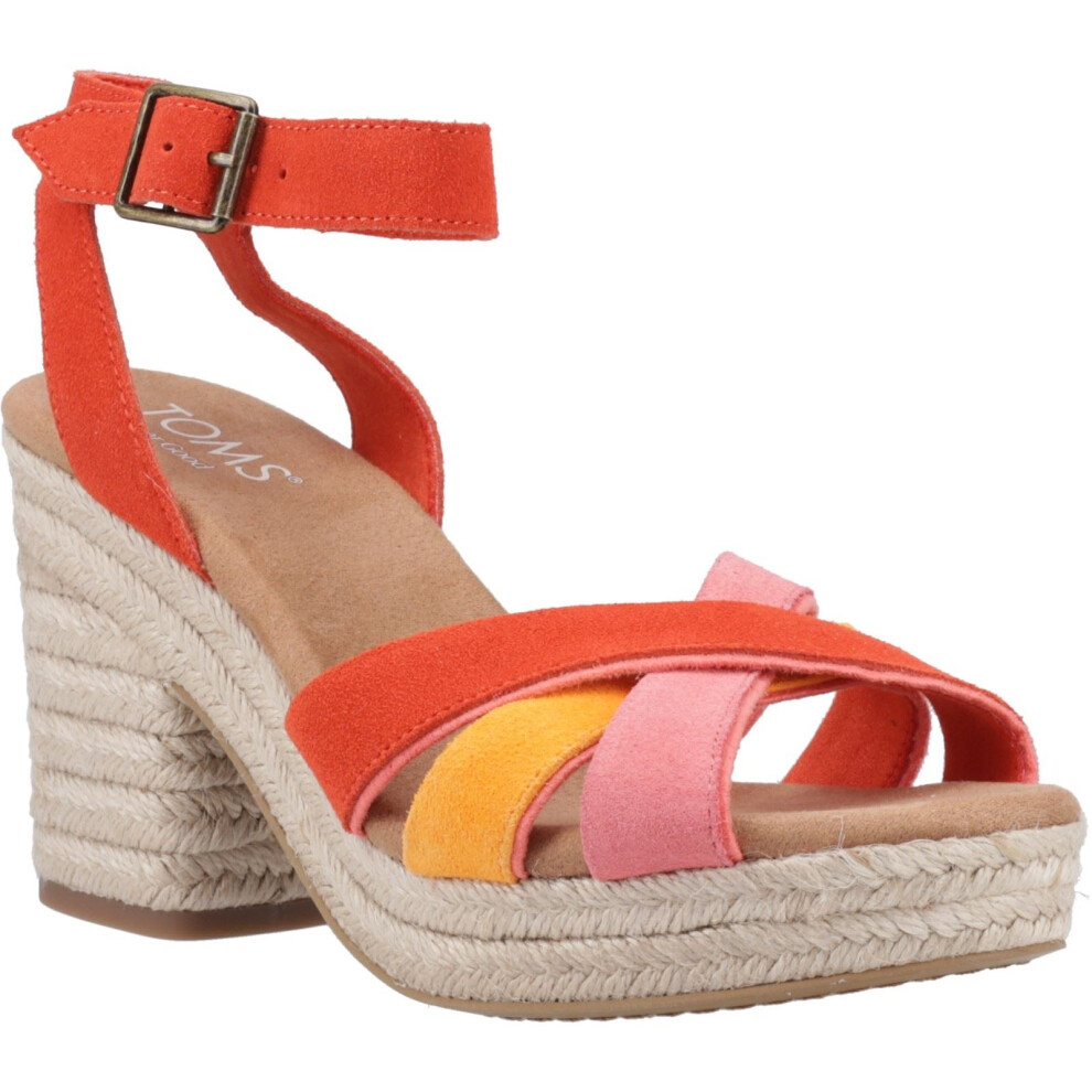 (Red, 6 (Adults')) TOMS Majorca Strappy Leather Women's Flame Sandals