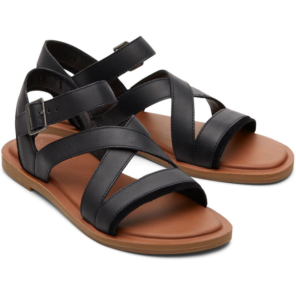 Toms (Black, 8 (Adults')) Sloane 100% Cow Women's Black Sandals