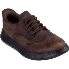 (Brown, 11 (Adults')) Skechers Garza Sully Leather Men's Cocoa Lace-Up Shoes