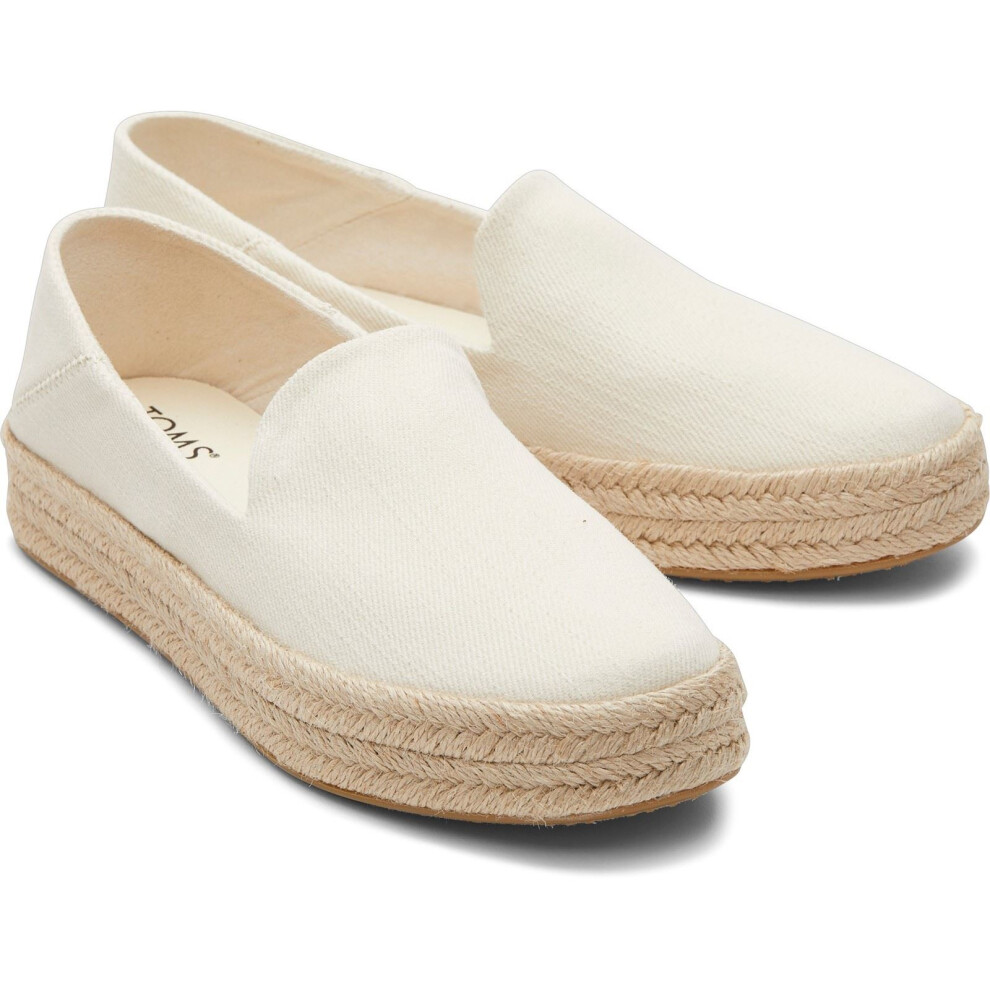 (Not Specified, 5 (Adults')) TOMS Carolina 100% Cotton Women's Natural Espadrilles