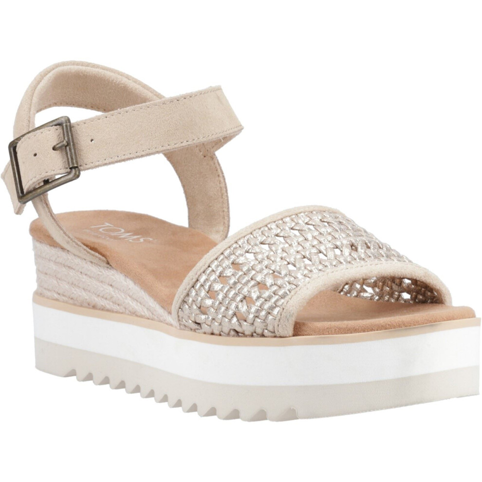 (Brown, 5 (Adults')) TOMS Diana Leather Women's Champagne Sandals