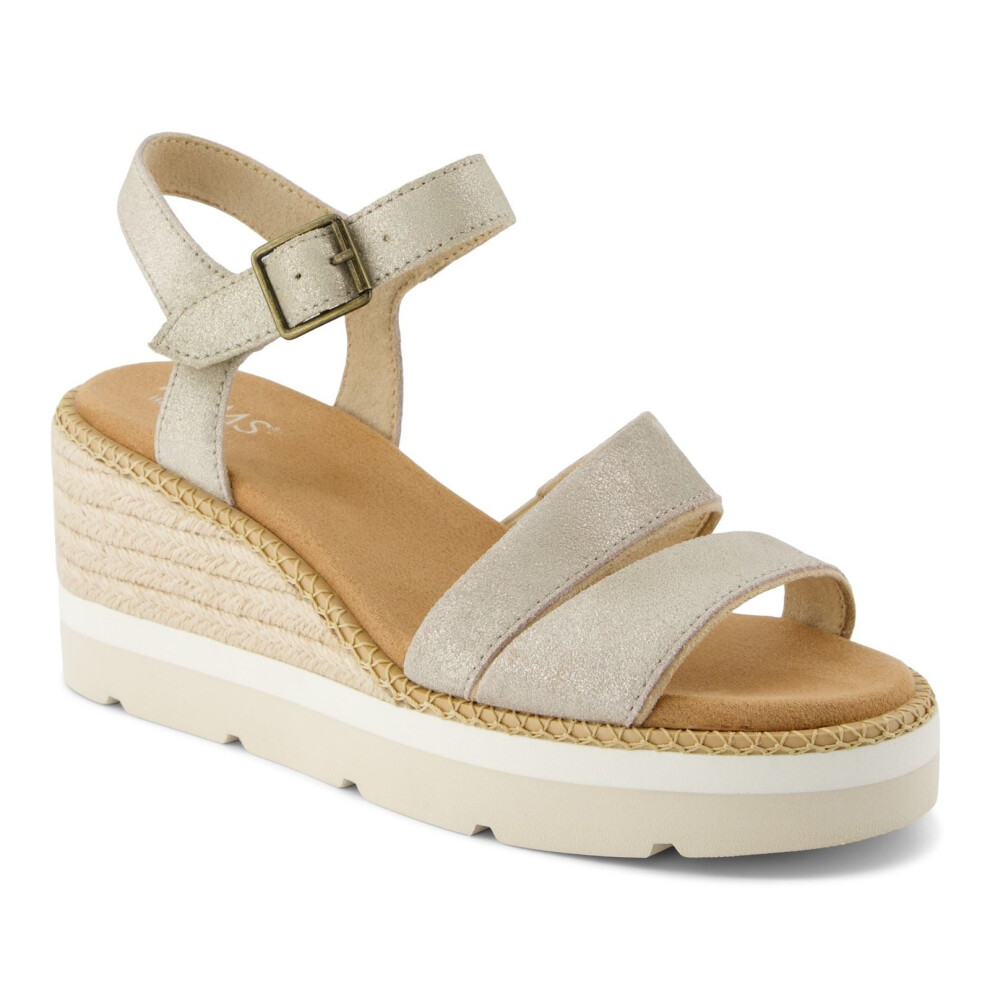 (Brown, 7 (Adults')) TOMS Darya Leather Women's Champagne Sandals