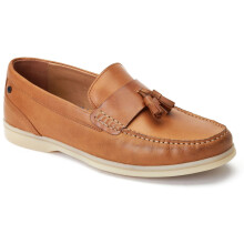 (Brown, 10 (Adults')) Base London Bonito Leather Men's Burnt Tan Loafers