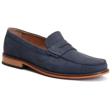 (Blue, 7 (Adults')) Base London Garfield Leather Men's Navy Loafers
