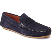 (Blue, 8 (Adults')) Base London Collins Leather Men's Navy Loafers