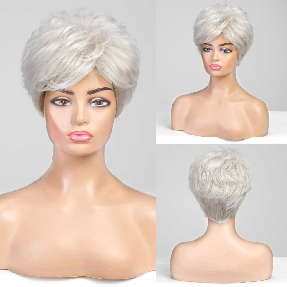 Haircube Silver Gray Easy Care Wigs Pixie Cut Human Hair Wigs For Women Pretty Short Wigs For Women Natural Realistic