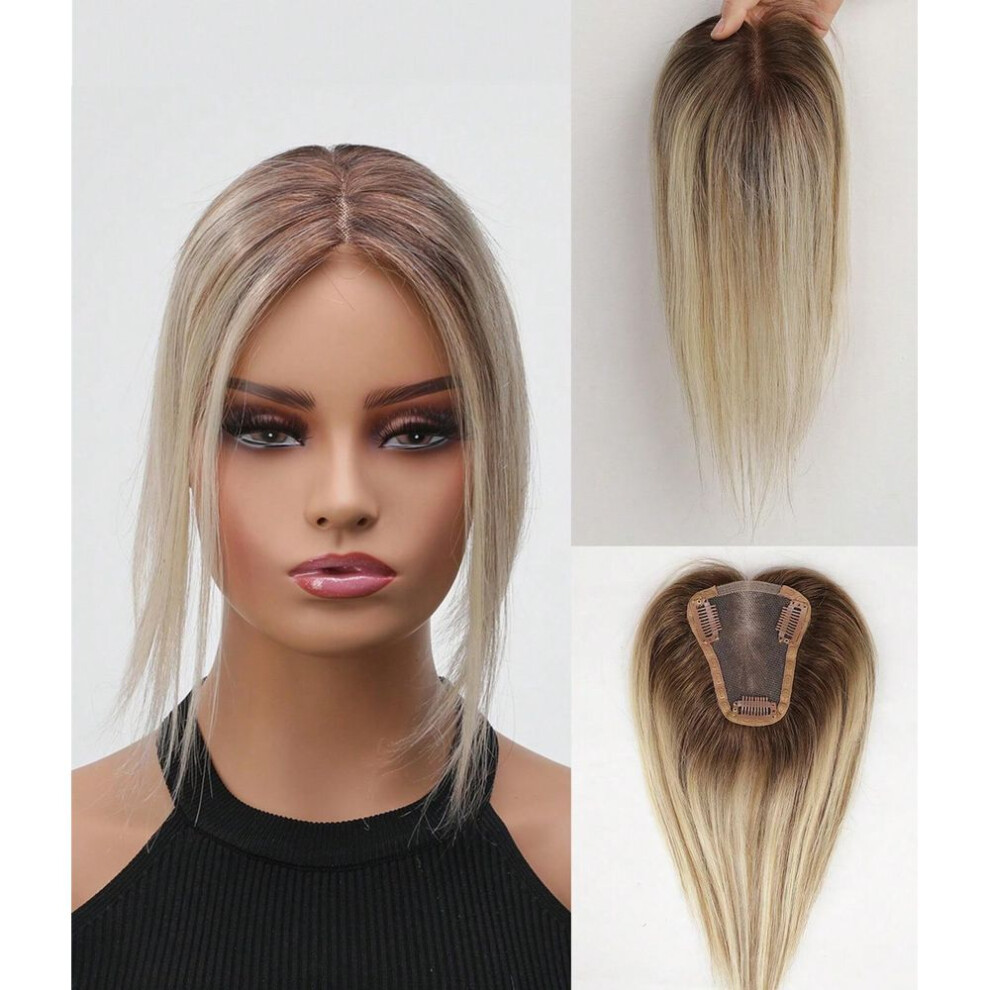 HAIRCUBE  4 X 1 Lace Front Ombre 120% Density 8 Inch Short Straight Colored Human Hair Topper Hair Extensions