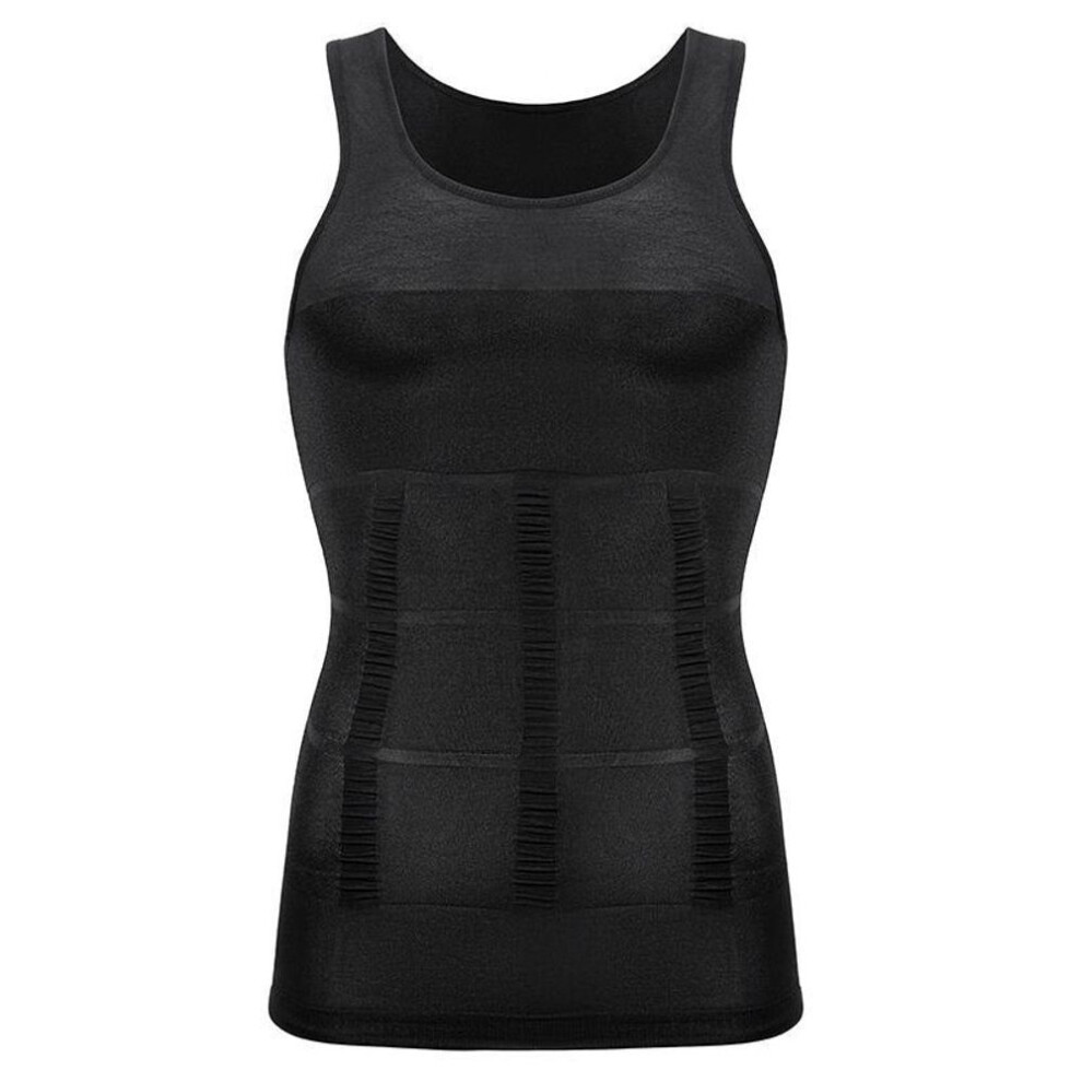 (black, S) Men Gym Sport Fitness Vest Shapewear Abdomen Undershirts Bodybuilding Tank Tops Slimming Body Shaper