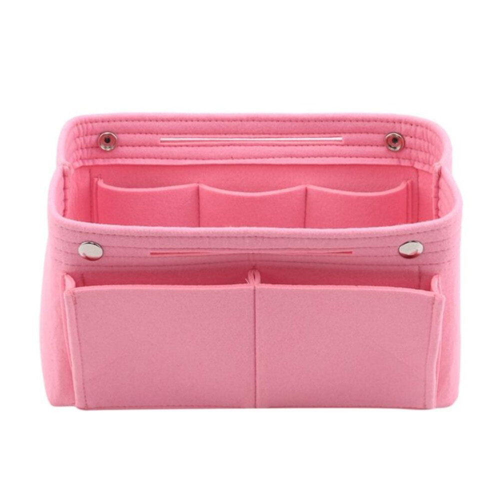 (pink) Women Large Capacity Insert Organizer Handbag Multi-pocket Cosmetic Storage Bags