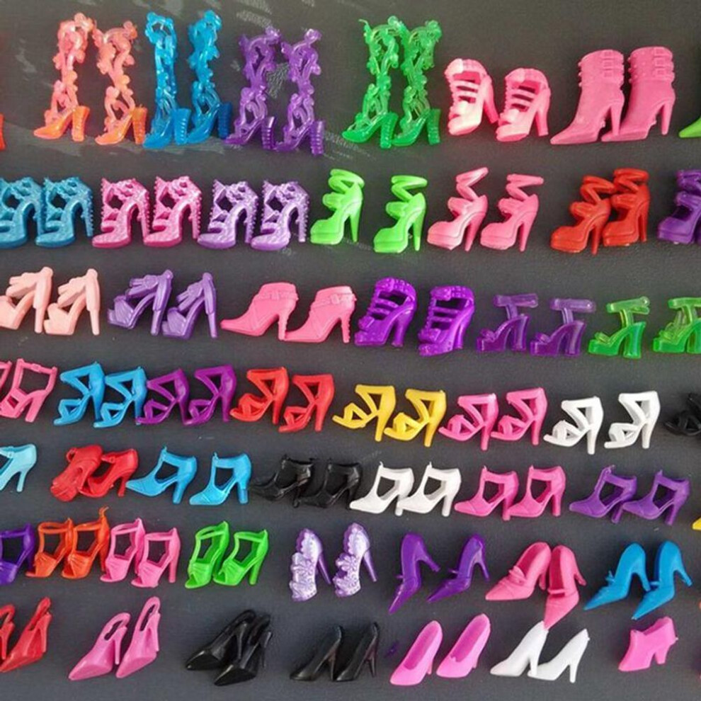 (multicolor) 60pairs/set Fashion High-heeled Sandals Doll Shoes For Barbie Dolls Outfit Dress Xmas Gift Girl Toy