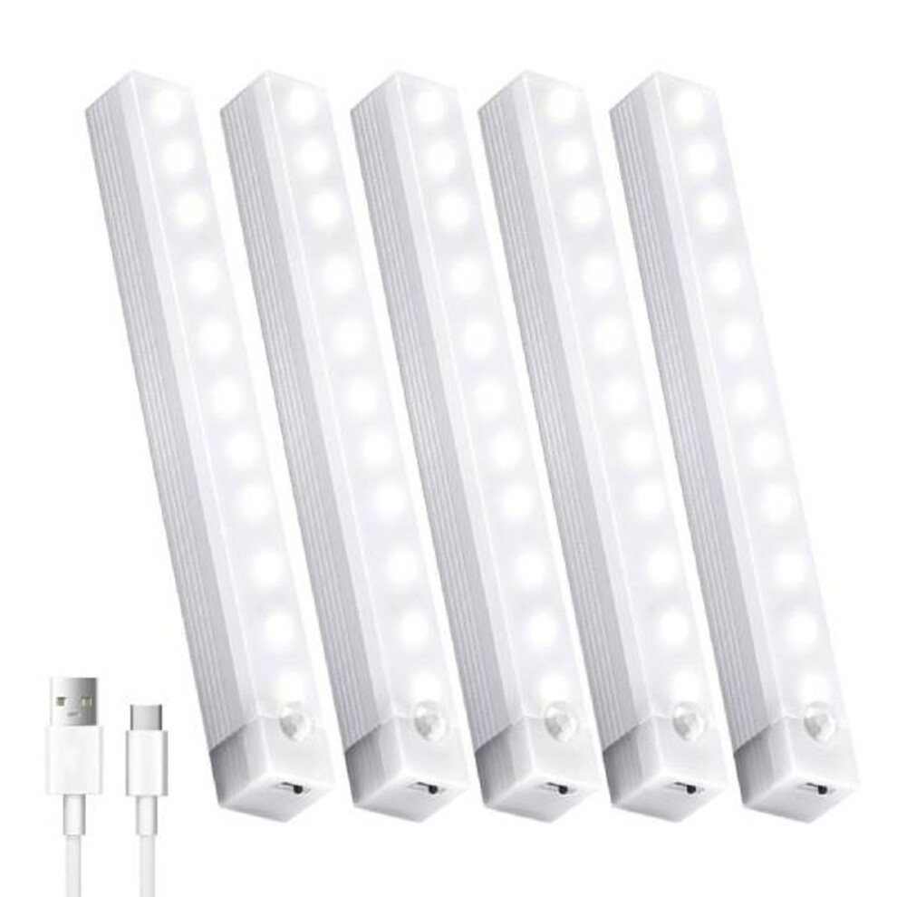 (white, 3PCS) 1/3/5/10 Pack Motion Sensor Under Cabinet Lights With Magnetic Led Rechargeable 8 Inch Under Counter Closet Lights For Wardrobe Cupboard Kitchen