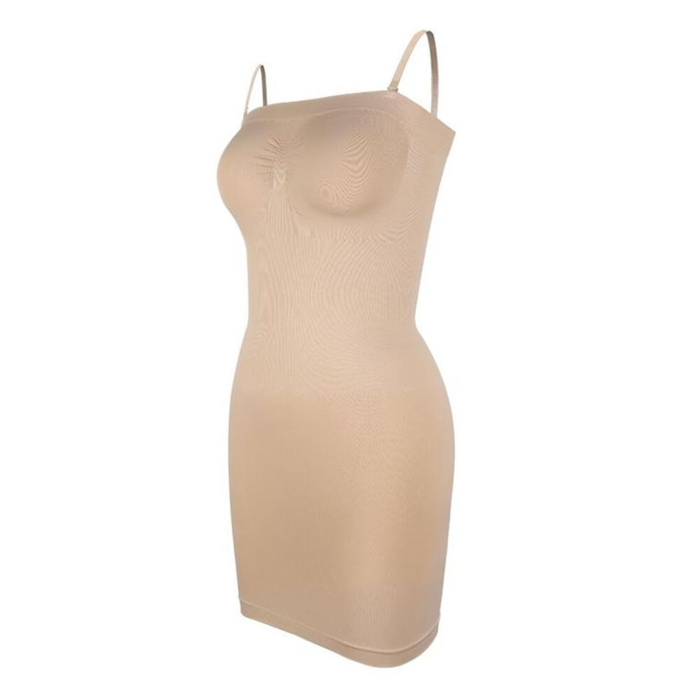 (beige, XL) Women Seamless Full Slips Shapewear Strapless Bodysuit Under Dress Body Shaper Dresses Sexy Butt Lifter Tummy Control Shaping Corset