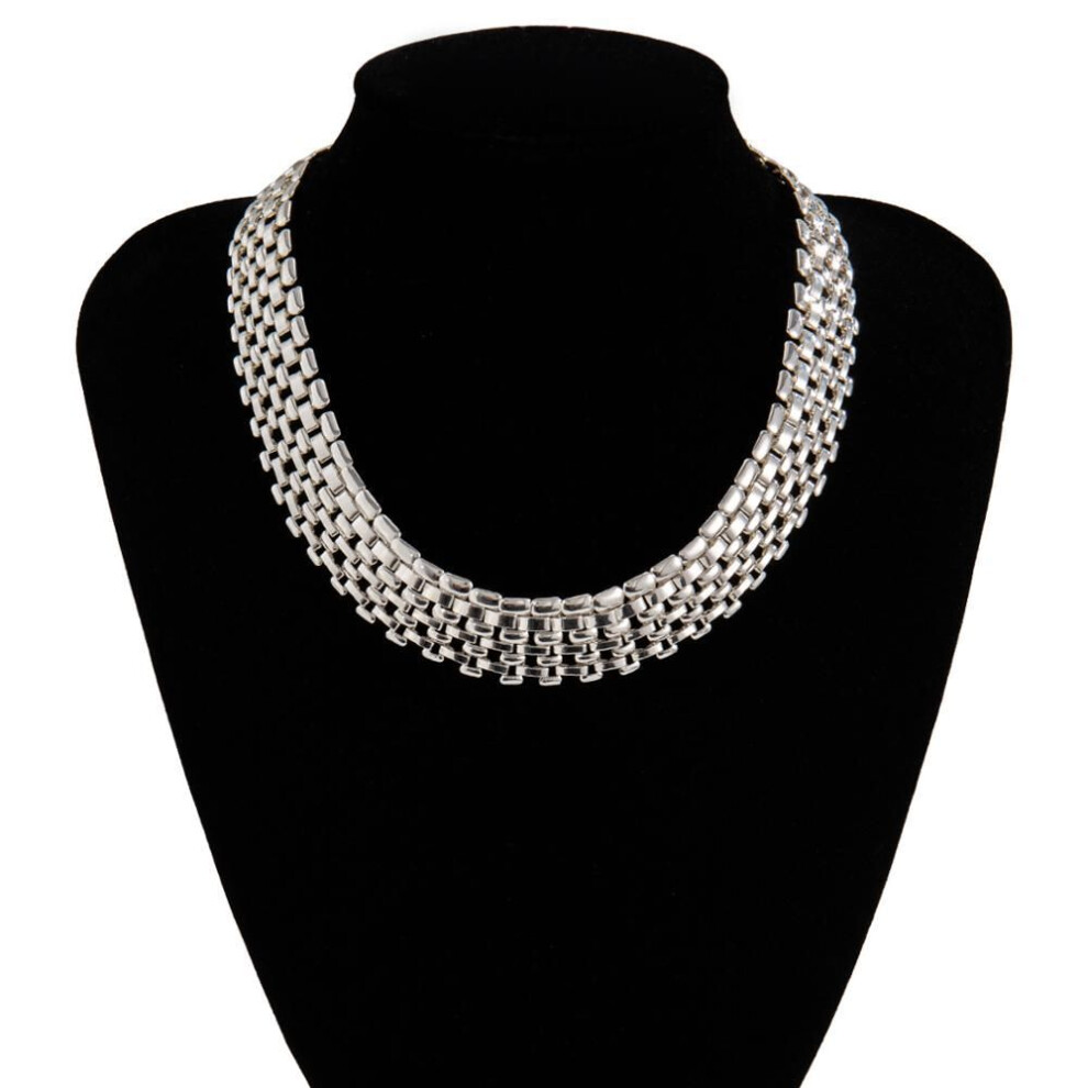 (silver) 1pc  Exaggerated Cuban Chunky Thick Chain Necklace Women High Quality Big Iron Metal Silver Color Necklace Neck Jewelry Steampunk Men Ysx