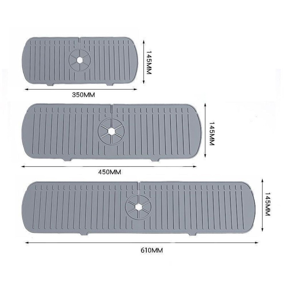 (grey, 35cm) New Silicone Faucet Mat Water Ripples Kitchen Faucet Water Catcher Mat Large Sink Splash Pad Countertop Protector Bathroom