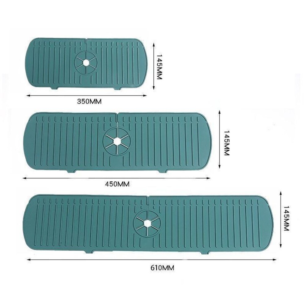 (green, 61cm) New Silicone Faucet Mat Water Ripples Kitchen Faucet Water Catcher Mat Large Sink Splash Pad Countertop Protector Bathroom